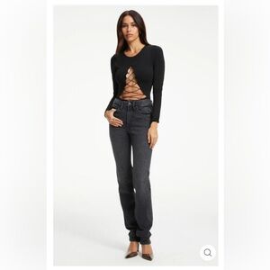 GOOD AMERICAN Always Fits Good Waist Washed Black  Jeans Women's Size 8 size 29